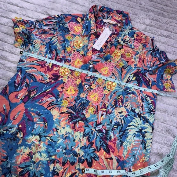 Soft‎ Surroundings Large Florence Tropicana Embellished Sequin Floral Maxi Dress